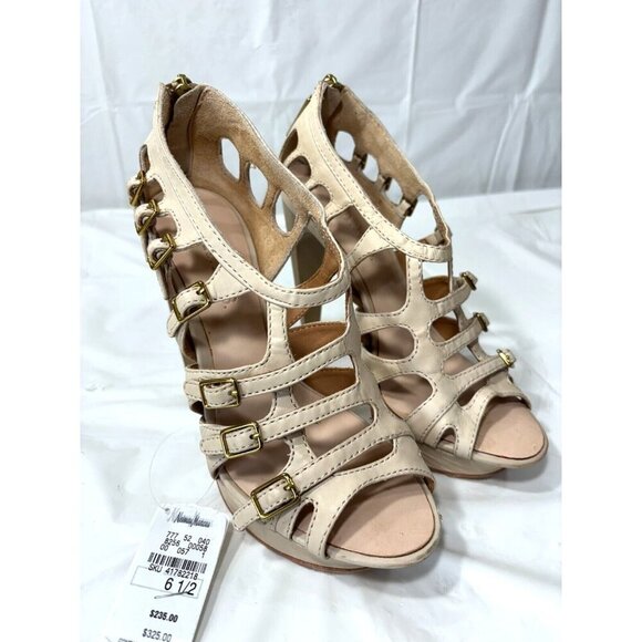 L.A.M.B Gwen Stefani LAMB DAVIN Natural Leather Strappy Pumps Size 6.5 - Picture 2 of 16